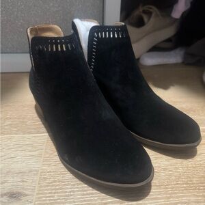 Lucky Brand Black Ankle Booties with Perforated Detail